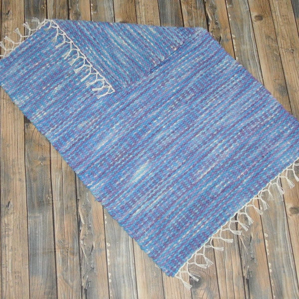 Hand Woven Rug - 24" x 33" - Denim/ Charcoal, Light Green / Light Gray or Purple and Blue