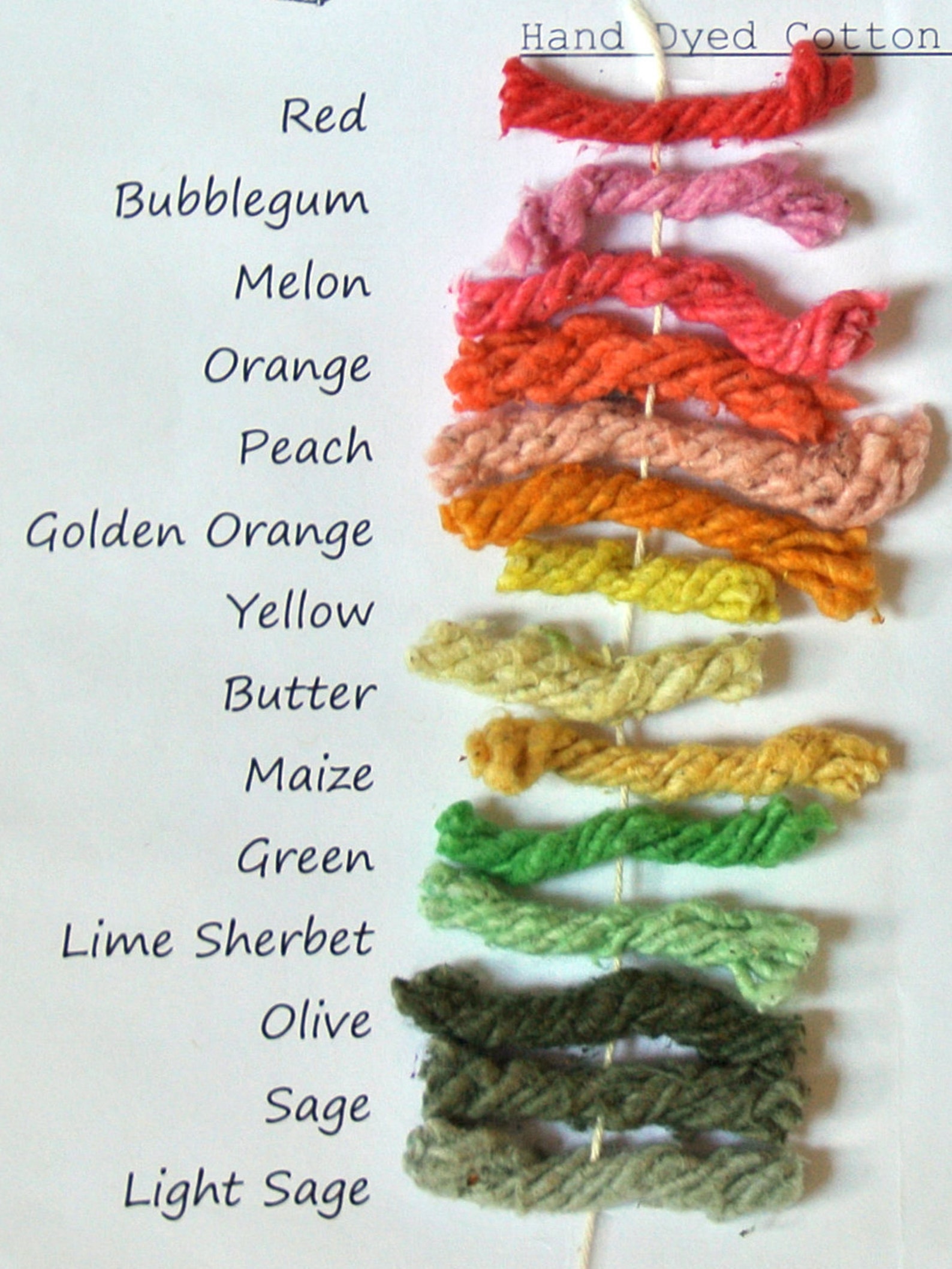 Hand Dyed Cotton Rug Yarn Sample Card Etsy