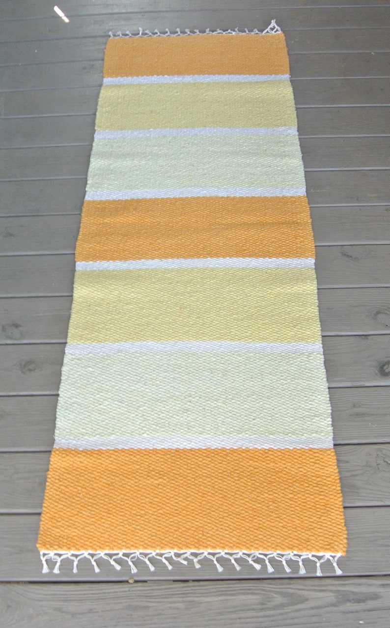 Hand Woven Rug 2' x 6' yellows image 3