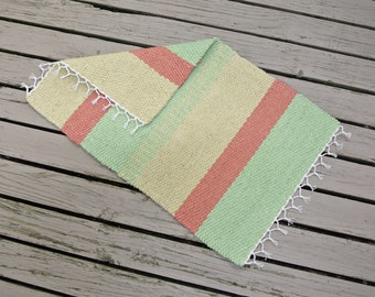 Hand Woven Rug - 18" x 29"- yellow, orange, green or