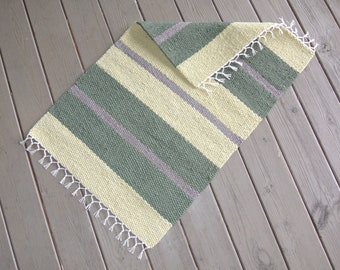 Hand Woven Rug - 24" x 36" - Yellow, Olive, Light Brown