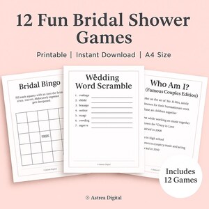 Bridal Shower Games Bundle Printable | 12 Wedding Shower Game Templates | Hen Party, Bride to Be, Instant Download