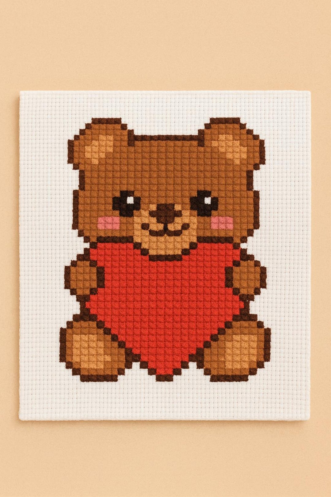 Cute Bear With Heart Cross Stitch Pattern | PDF Instant Download