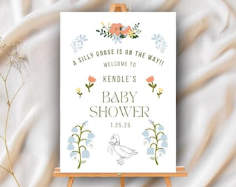 Silly Goose Baby Shower Welcome Sign Template