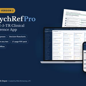 DSM-5-TR Reference App V2, 150 Diagnoses, Differential Diagnosis Flowcharts, PDF Pack, Therapist Counselor Tool, Offline Html