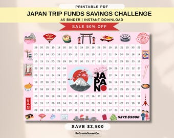 Japan Trip Funds Savings Challenge 2026 Savings Challenge Save 3500 A5 Savings Inserts Cash Stuffing Binder Tracker Cash Tracker Printable