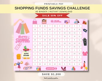 Shopping Funds Savings Challenge 2026 Savings Challenge Save 1200 A5 Savings Inserts Cash Stuffing Binder Tracker Cash Tracker Printable