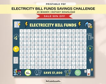 Electricity Bill Funds Savings Challenge 2026 Save 3000 A5 Savings Inserts Cash Stuffing Binder Tracker Cash Tracker Printable