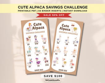 Cute Alpaca Savings Challenge 2027 Save 100 Cash Stuffing A6 Savings Inserts Binder Tracker Cash Tracker Printable Kawaii Savings Challenge
