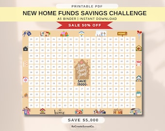 New Home Funds Savings Challenge 2026 Savings Challenge Save 5000 A5 Savings Inserts Cash Stuffing Binder Tracker Cash Tracker Printable