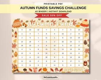 Autumn Funds Savings Challenge 2027 Save 700 A5 Savings Inserts Cash Stuffing Binder Tracker Cash Tracker Printable A5 Binder Inserts