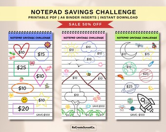 2027 Savings Challenge Notepad Coloring Sheets Kawaii Savings Cash Stuffing A6 Savings Inserts Binder Tracker Cash Tracker Printable