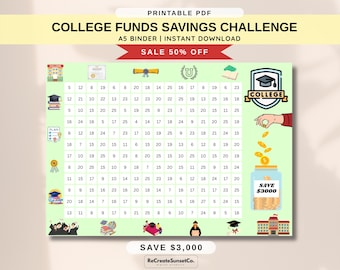 College Funds Savings Challenge 2026 Savings Challenge Save 3000 A5 Savings Inserts Cash Stuffing Binder Tracker Cash Tracker Printable