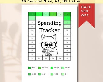 Cat Spending Tracker Printable: Ausgaben, und Geld Buchhaltung (A5, A4, US Letter)