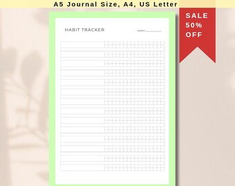 Green Pastel Habit Tracker: Printable Monthly Planner (PDF Digital Download)