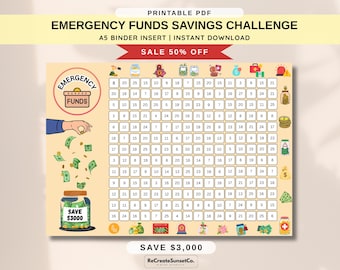 Emergency Funds Savings Challenge 2026 Savings Challenge Save 3000 A5 Savings Inserts Cash Stuffing Binder Tracker Cash Tracker Printable