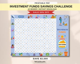 Investment Funds Savings Challenge 2026 Savings Challenge Save 2500 A5 Savings Inserts Cash Stuffing Binder Tracker Cash Tracker Printable