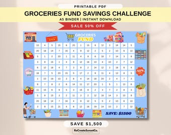 Groceries Fund Savings Challenge 2026 Savings Challenge Save 1500 A5 Savings Inserts Cash Stuffing Binder Tracker Cash Tracker Printable