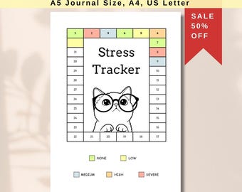 Cat Stress Tracker Printable: Anxiety & Mood Journal (Digital Download)