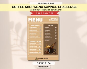 Savings Challenge Inserts Menu Theme Cash Stuffing A5 Binder Insert One Month a Head perfect for Low Income Family Cash Tracker Mini Mondays