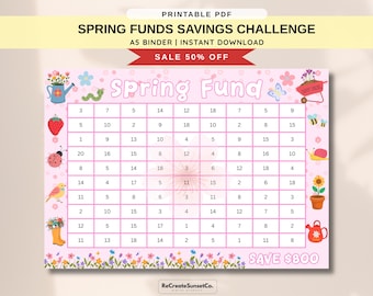 Spring Funds Savings Challenge 2027 Save 800 A5 Savings Inserts Cash Stuffing Binder Tracker Cash Tracker Printable A5 Binder Inserts