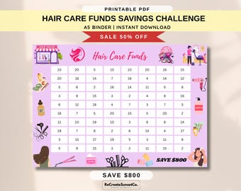 Hair Care Funds Savings Challenge 2026 Savings Challenge Save 800 A5 Savings Inserts Cash Stuffing Binder Tracker Cash Tracker Printable