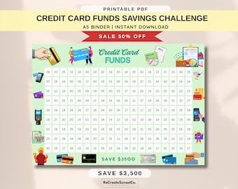 Credit Card Funds Savings Challenge 2026 savings Save 3500 A5 Savings Inserts Cash Stuffing Binder Tracker Cash Tracker Printable