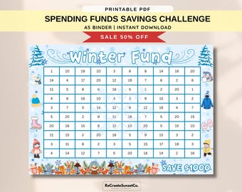 Winter Funds Savings Challenge 2027 Save 900 A5 Savings Inserts Cash Stuffing Binder Tracker Cash Tracker Printable A5 Binder Inserts