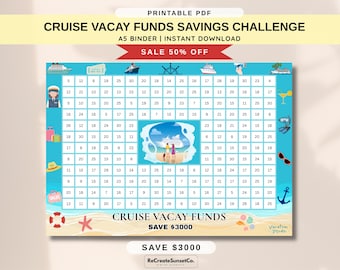 Cruise Vacay Funds Savings Challenge 2026 Savings Challenge Save 3000 A5 Savings Inserts Cash Stuffing Binder Tracker Cash Tracker Printable