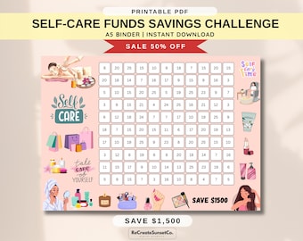 Self Care Funds Savings Challenge 2026 Savings Challenge Save 1500 A5 Savings Inserts Cash Stuffing Binder Tracker Cash Tracker Printable