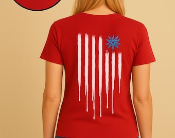 Drip Flag T-Shirt | American Flag Streetwear Tee with Bold Star Emblem |  Organic Cotton | Eco-Friendly Unisex | Cosmic Nation