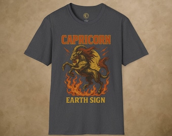 Capricorn Zodiac Rock T-Shirt – Astrology Earth Sign Tee – Capricorn Birthday Gift – Vintage Horoscope Unisex Shirt – Spiritual Capricorn