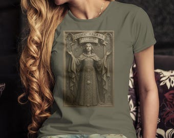 Cosmic Arcana Sculptural Goddess Tee | Heather Military Green Unisex Graphic T-Shirt | Artistic Streetwear | Modern Art Tee | Casual Wear