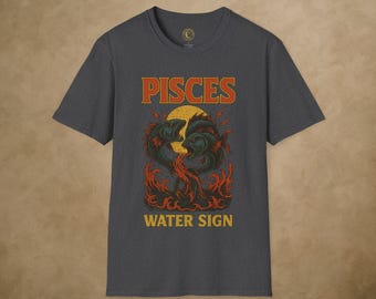Pisces Zodiac Rock T-Shirt – Astrology Water Sign Tee – Pisces Birthday Gift – Vintage Horoscope Unisex Shirt – Spiritual Pisces Tee
