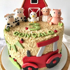 Farm Animals Fondant Cake Topper | Personalized Handmade Barnyard Party Decoration