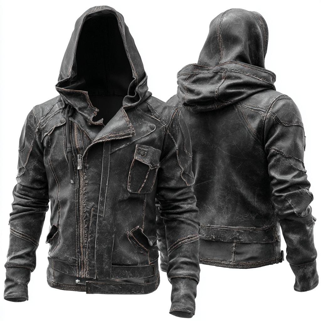 Leather Hooded Jackets Vintage - Etsy