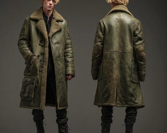 Vintage 1940s U.S. Military Mackinaw WW2 Double Breasted Shearling