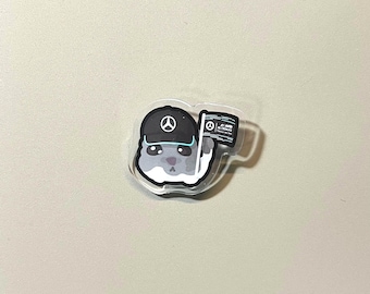 Mercedes F1 Hamster Meme Pin Funny Racing Accessory 1.5 Inch Acrylic Gift