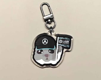 Mercedes F1 Hamster Meme Keychain Funny Racing Accessory 2 Inch Acrylic Gift