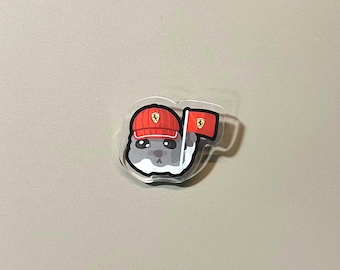 Ferrari F1 Hamster Meme Pin Funny Racing Accessory 1.5 Inch Acrylic Gift