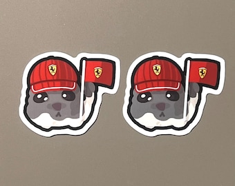 Ferrari Racing F1 Sticker 3-Pack: Hamster Meme Vinyl Decal, Waterproof Vinyl