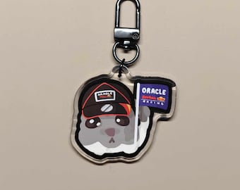 Red Bull F1 Hamster Meme Keychain Funny Racing Accessory 2 Inch Acrylic Gift