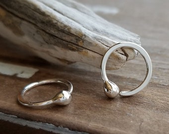 Small Hoops, Argentium Silver Earrings, 18 gauge, Ball Hoops, Sleepers, Hammered, Minimalist, Simple, Artisan Jewelry - Select your size