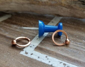 Tiny Copper Hoops, Cartilage Earrings, 6mm ID, Small, Huggie Hoops, Hammered Earrings, 18g or 20g, Single or Pair