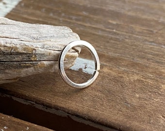 Silver Nose Ring, Endless Hoop, Cartilage Earring, Argentium Silver, 18 gauge, Hammered Earring, Choice of size