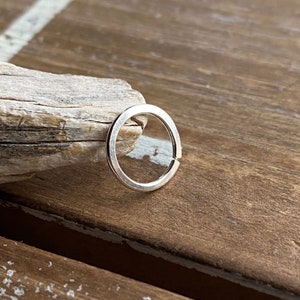 Silver Nose Ring, Endless Hoop, Cartilage Earring, Argentium Silver, 18 gauge, Hammered Earring, Choice of size image 1