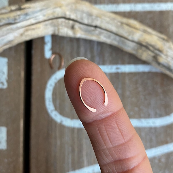 Copper Hoop Earrings, Tiny Copper Hoops, Open Hoops, Hammered Earrings, Arc Hoops, Horseshoe Earrings, 18g or 20g