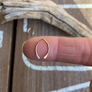 Tiny Gold Hoop Earrings, Open Hoops, Wishbone Earrings, 14k Gold Filled Earrings, Rose or Yellow, 18g or 20g