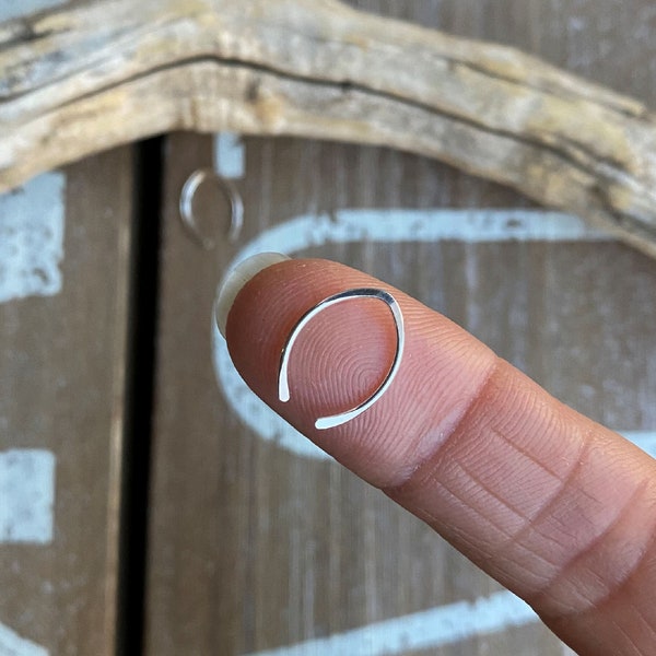 Tiny Hoop Earrings, Arc Earrings, Sterling Silver Open Hoops, Small, Horseshoe Hoop, Hammered Earrings, 1/2" Hoops, Simple Earrings