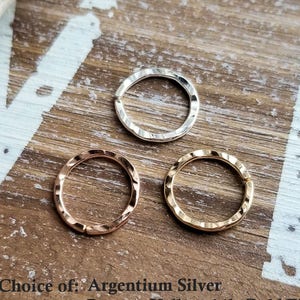 Hammered Textured Nose Ring, Endless Hoop, Cartilage Earring, 18 gauge Argentium Silver or 14k Gold Filled Yellow or Rose, Artisan Jewelry image 7